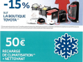 -15% sur la boutique Toyota, recharge de climatisation + nettoyant à 50 euros au lieu de 69.99
